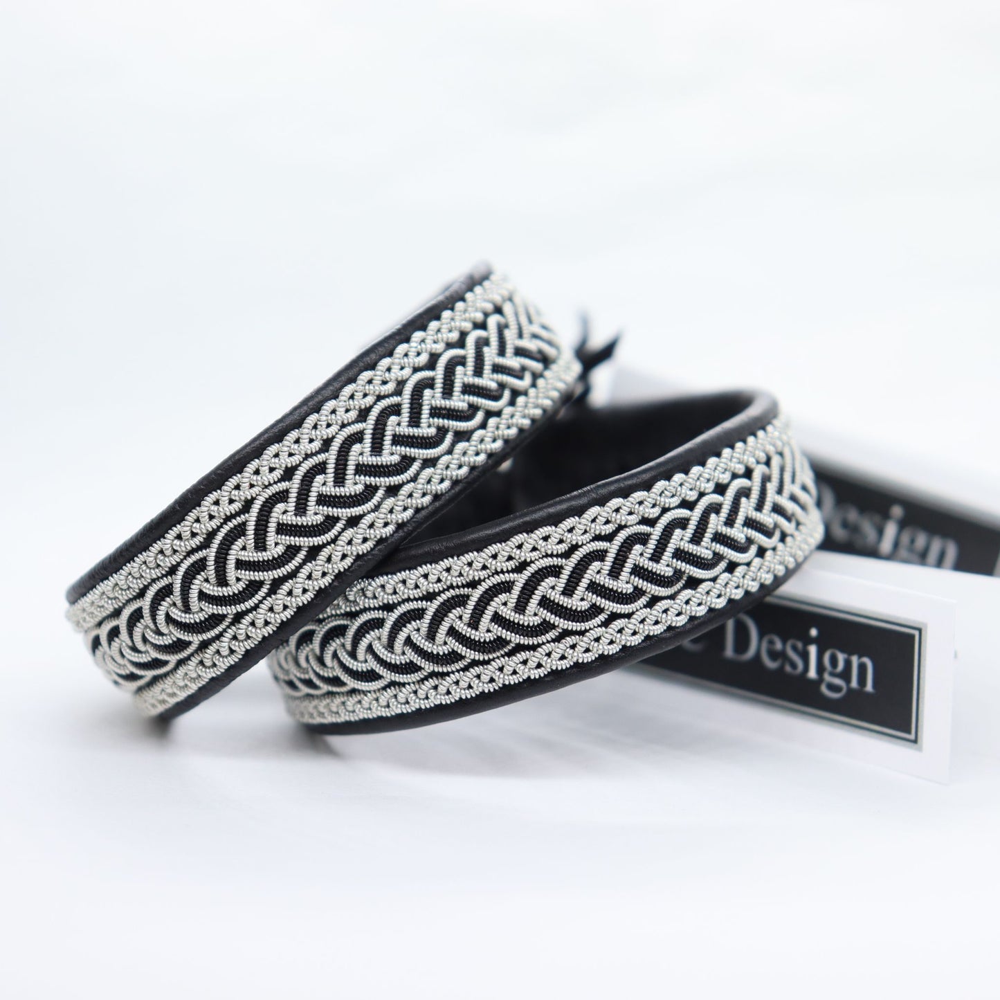 Black leather bracelets in Sami style