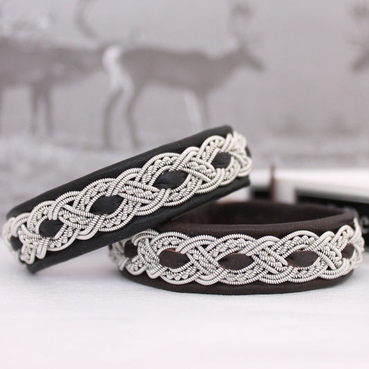 Sami bracelet in leather color Black and dark Brown