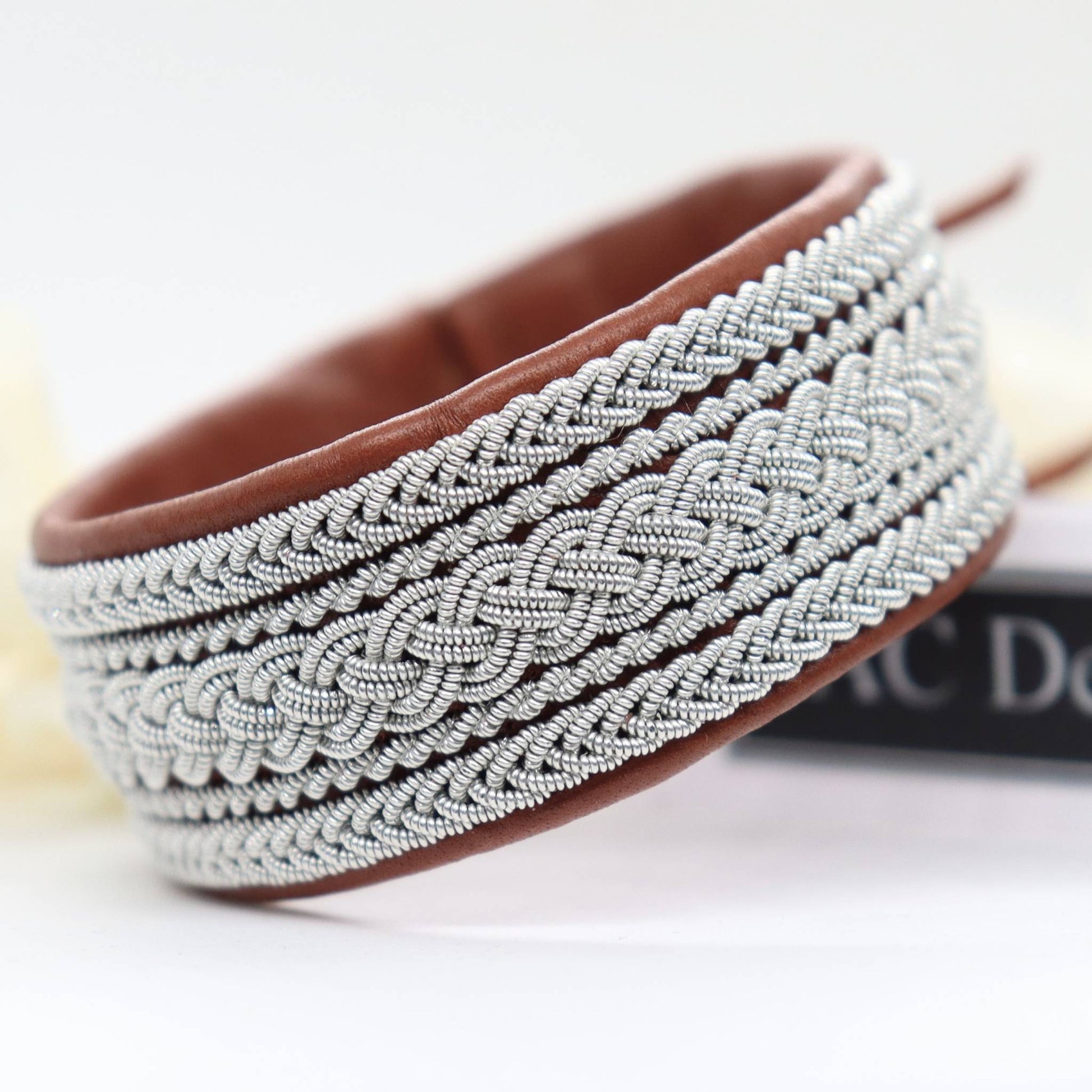 Sami bracelet cuff style in nature brown reindeer leather