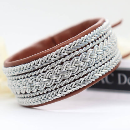 Sami bracelet cuff style in nature brown reindeer leather