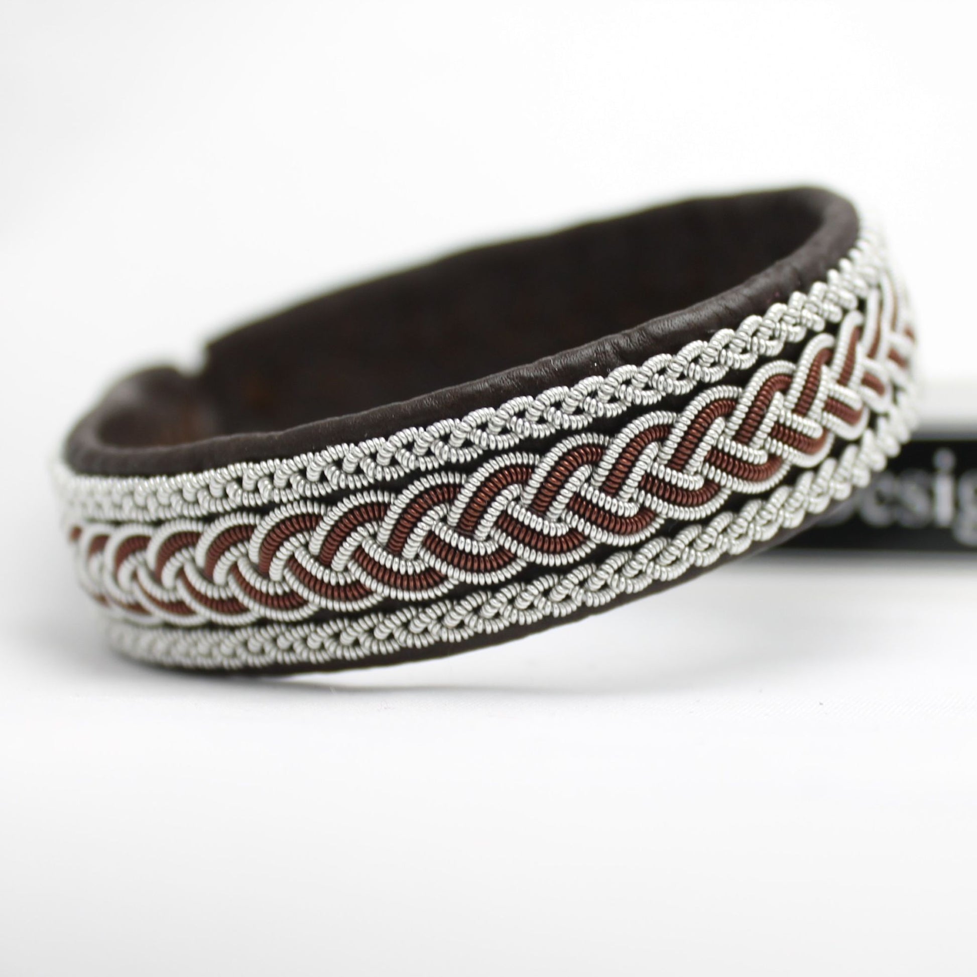Handcrafted Sami bracelet in dark brown leather