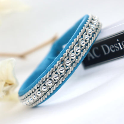 Sami leather bracelet with sterling silver beads
