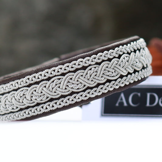 handmade sami leather bracelet in snow