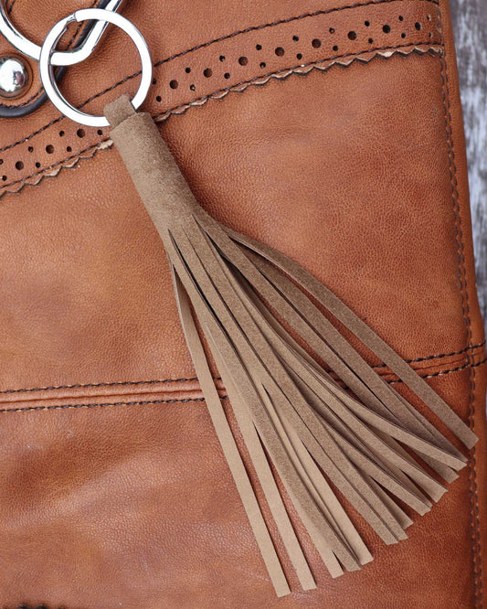 Bag charm tassel in reindeer suede