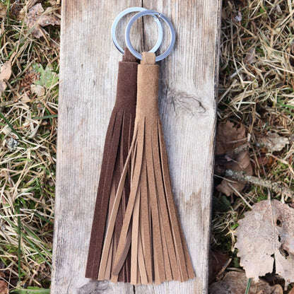 Handcrafted keyrings in soft reindeer suede.