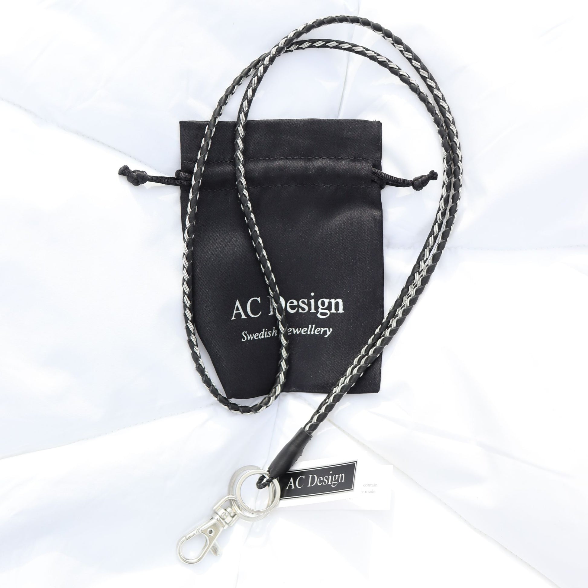 Sami lanyard braided in pewter wire and leather