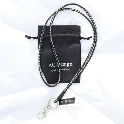Sami lanyard braided in pewter wire and leather