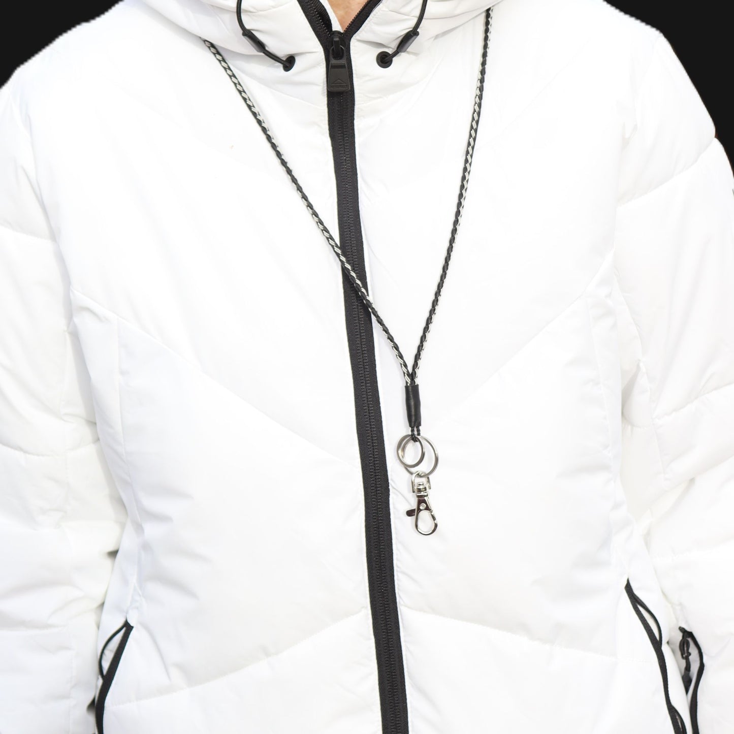 Sami lanyard in use around a neck