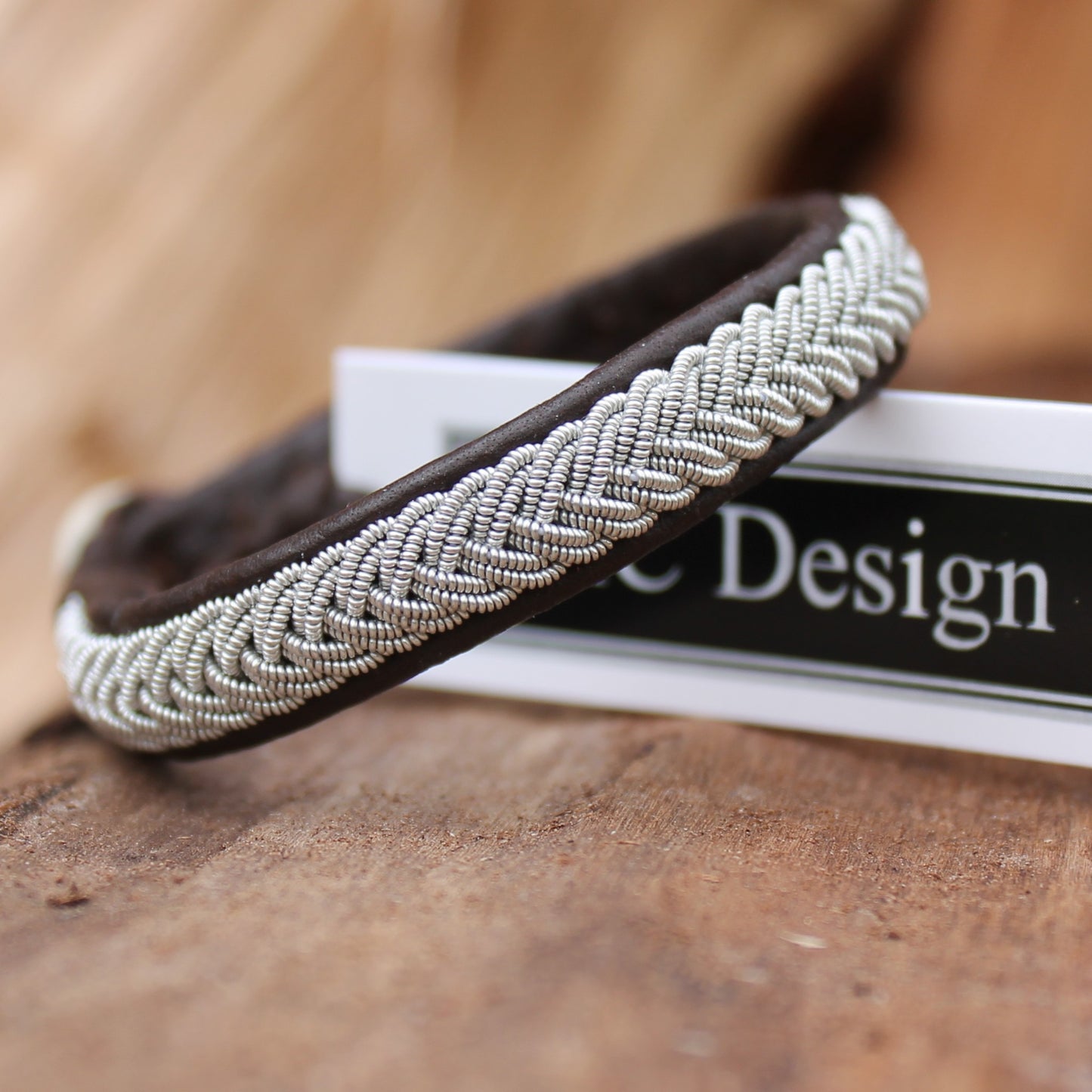 Handmade Lapland bracelet in leather and pewter braid