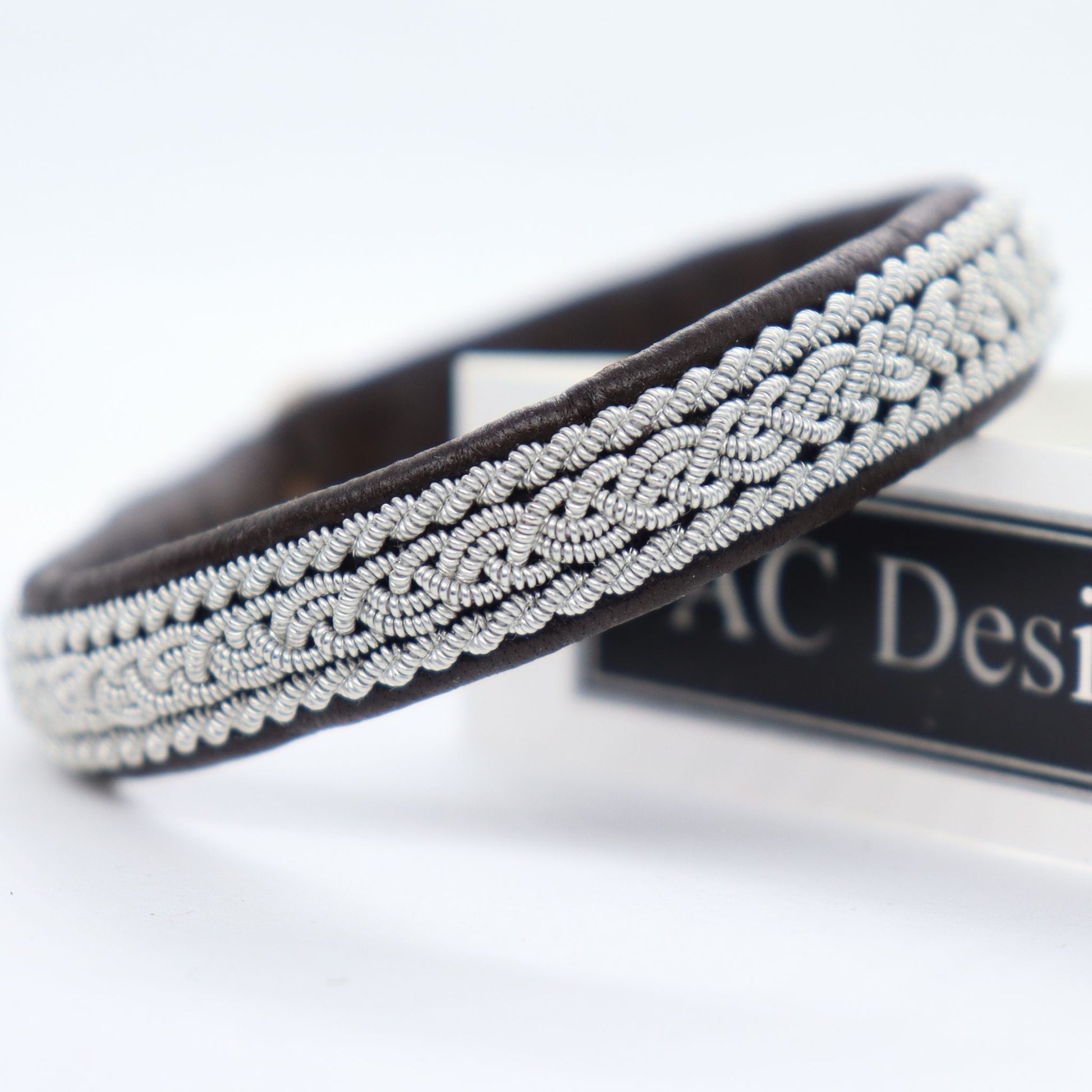Scandinavian Sami bracelet in black leather