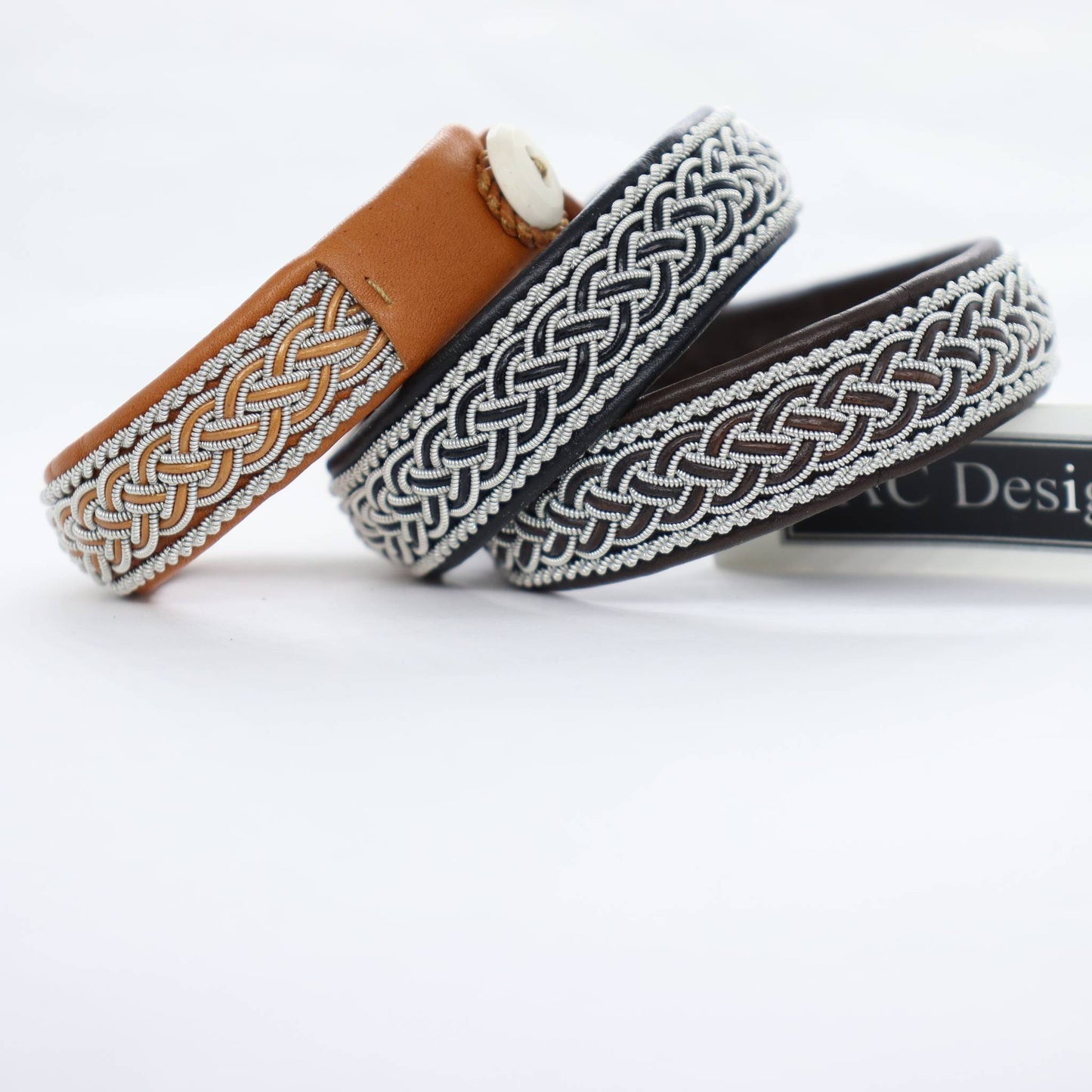 Sami Bracelets in reindeer leather, handcrafted in Sweden