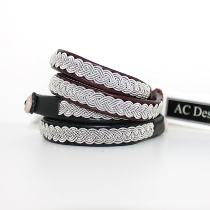 Narrow Sami bracelets in reindeer leather