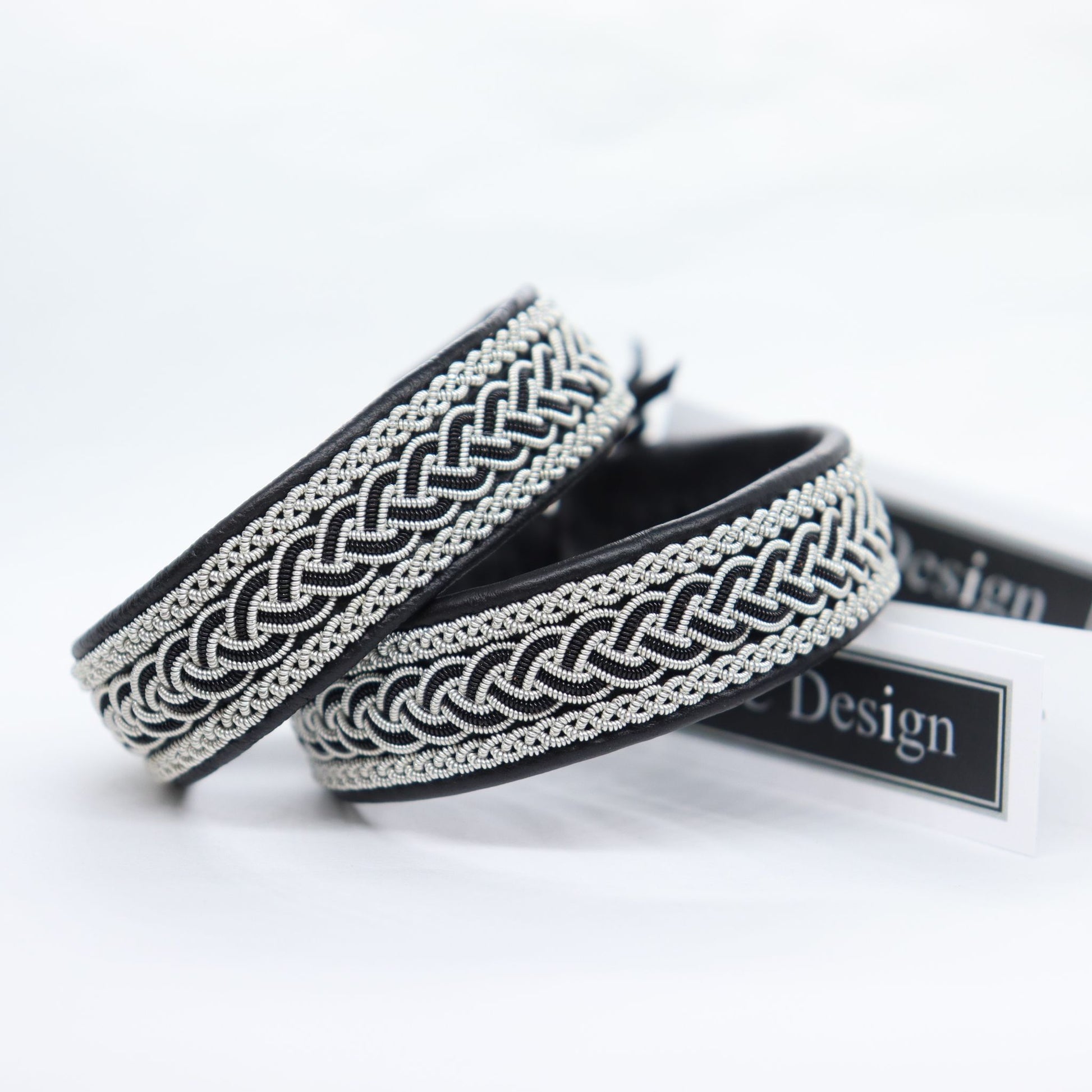 Black leather bracelets in Sami style