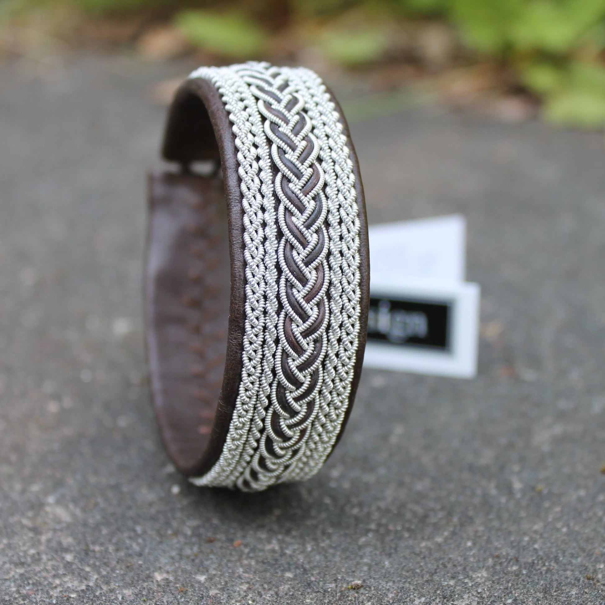 Handcrafted Sami bracelet in dark brown leather 