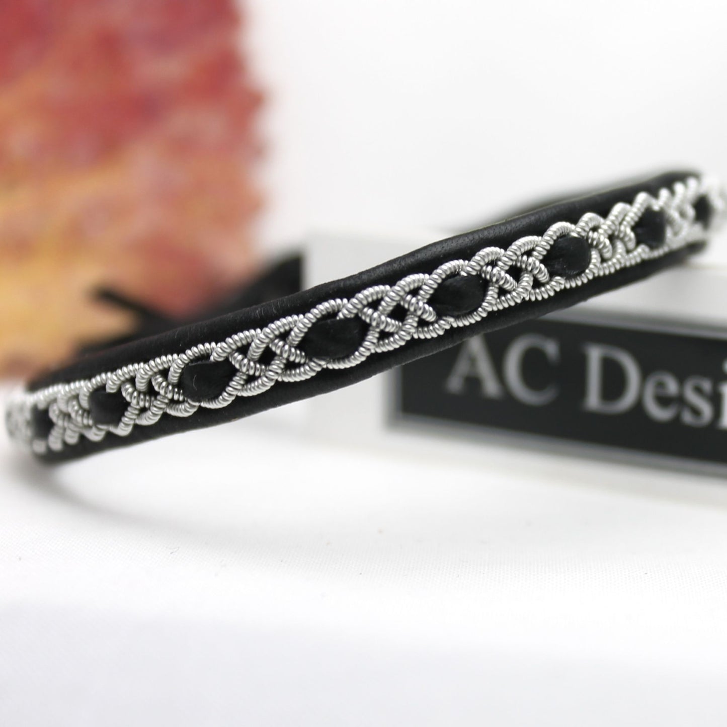 minimalist sami bracelet in black reindeer leather