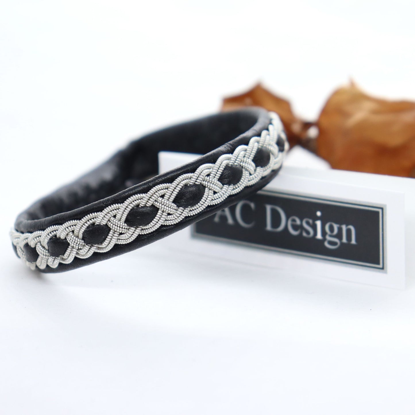 swedish sami bracelet in black reindeer leather