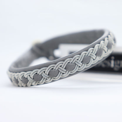 Swedish Sami leather bracelet with pewter braid  