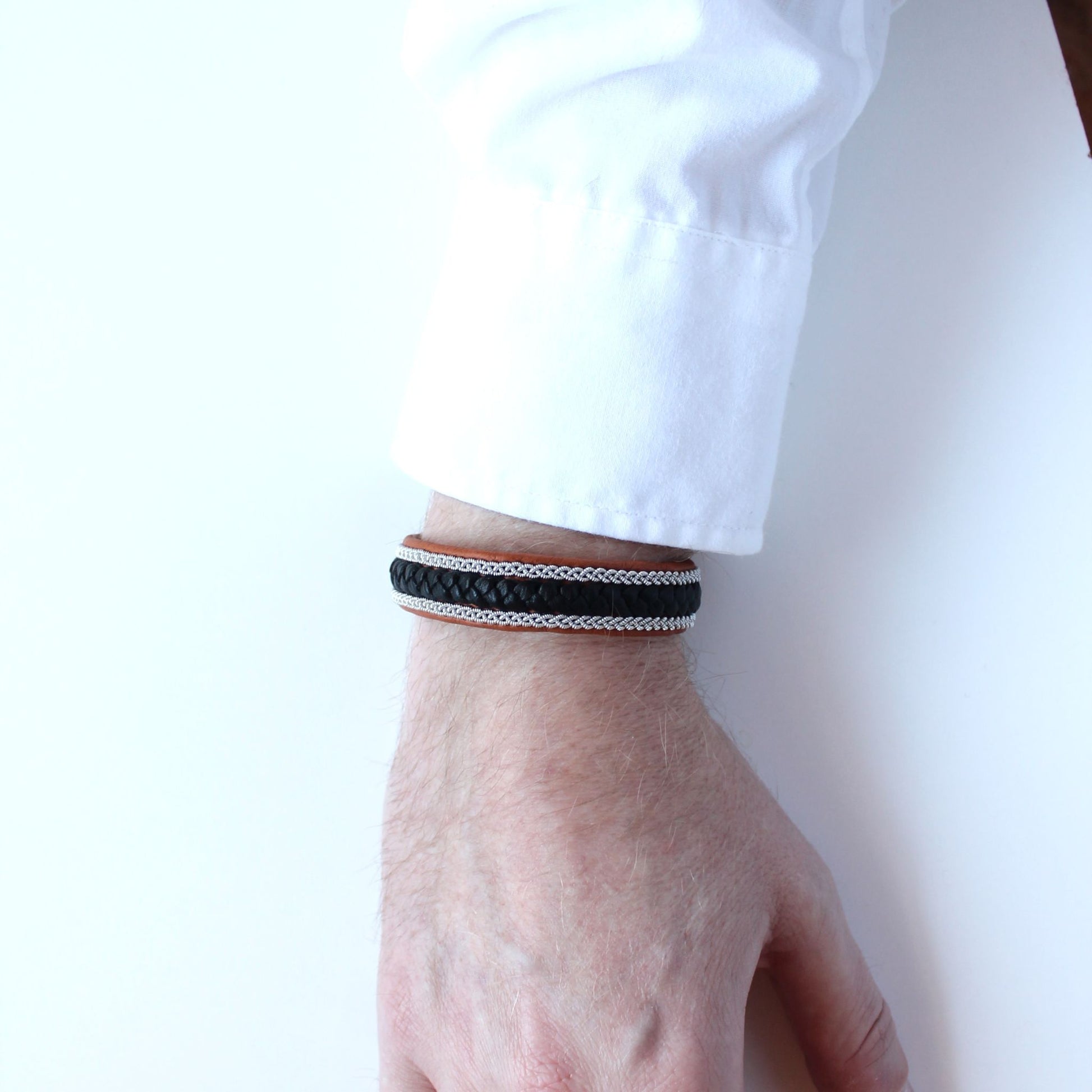 Masculine Sami bracelet, worn on arm
