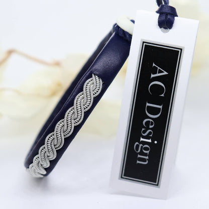 Sami bracelet with pewter wire braid and leather