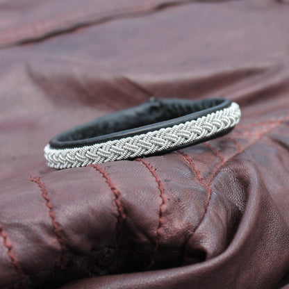 Black leather bracelet in Sami style