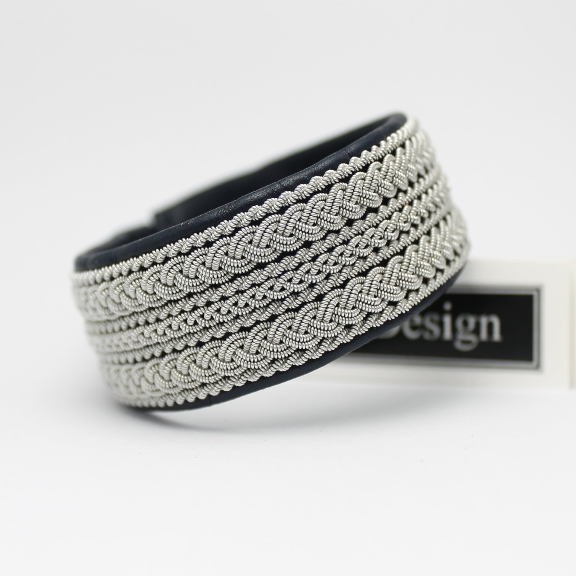 Wide sami bracelet handmade in reindeer leather
