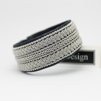 Wide sami bracelet handmade in reindeer leather