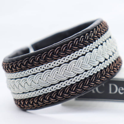 Sami bracelet in leather with braids in pewter and copper