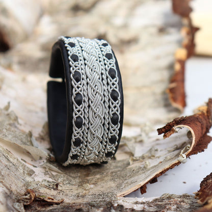 Handmade Sami bracelet in black leather