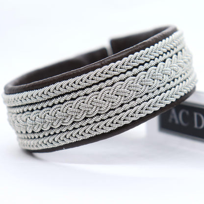 Sami viking bracelet handcrafted in reindeer leather