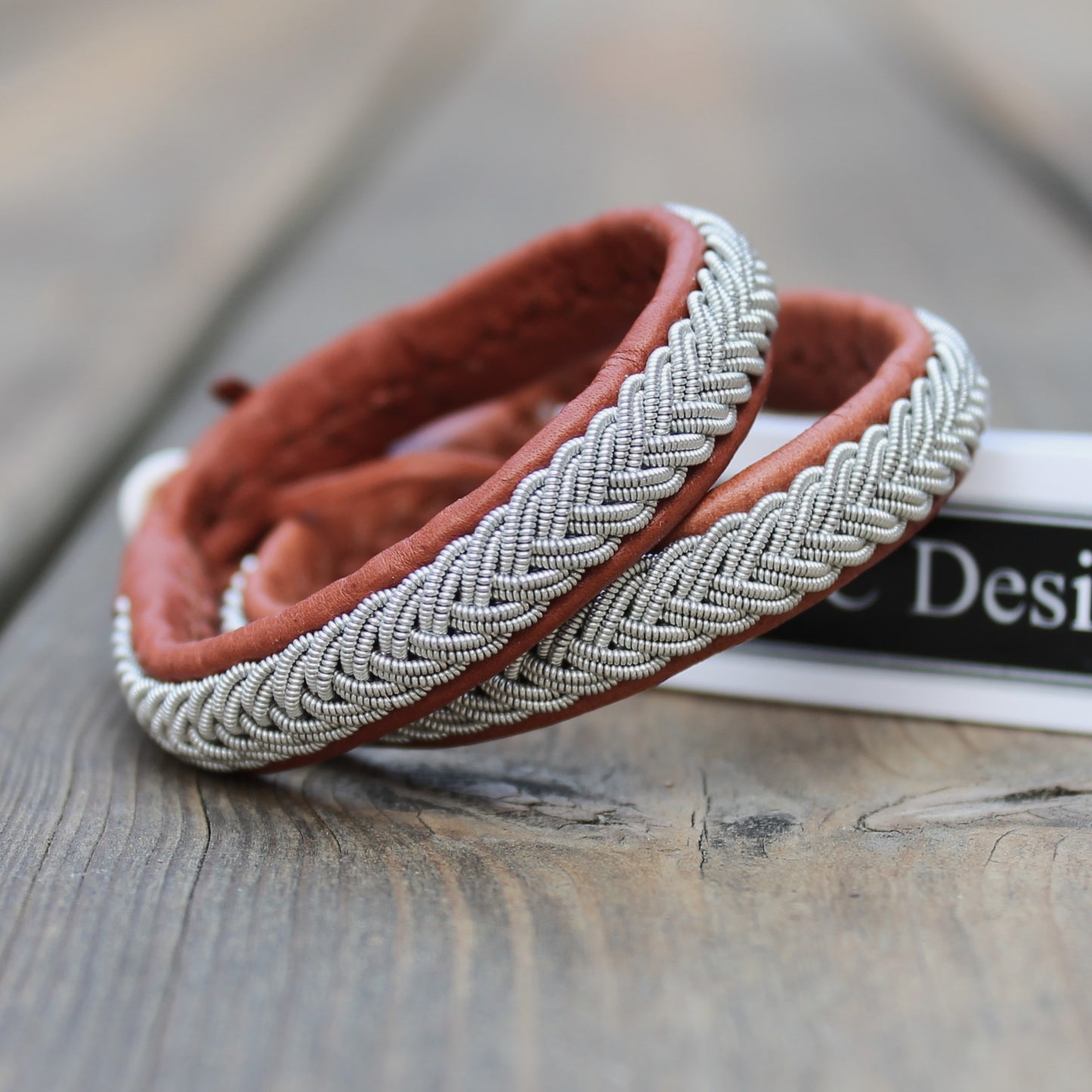 Handmade Sami bracelets in nature brown reindeer leather