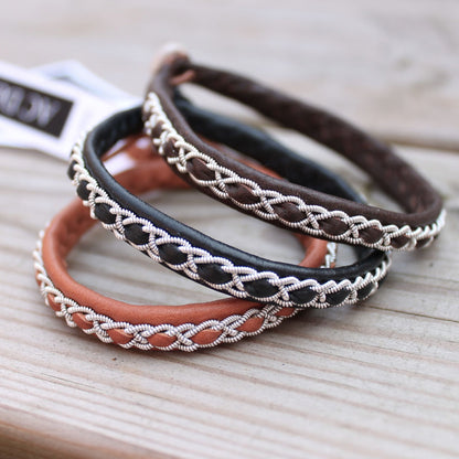 Sami bracelets in dark brown, nature brown and  black leather