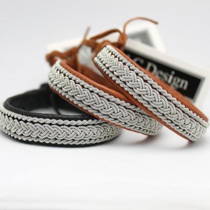 Nature brown and Black Sami bracelets with pewter braids and twists