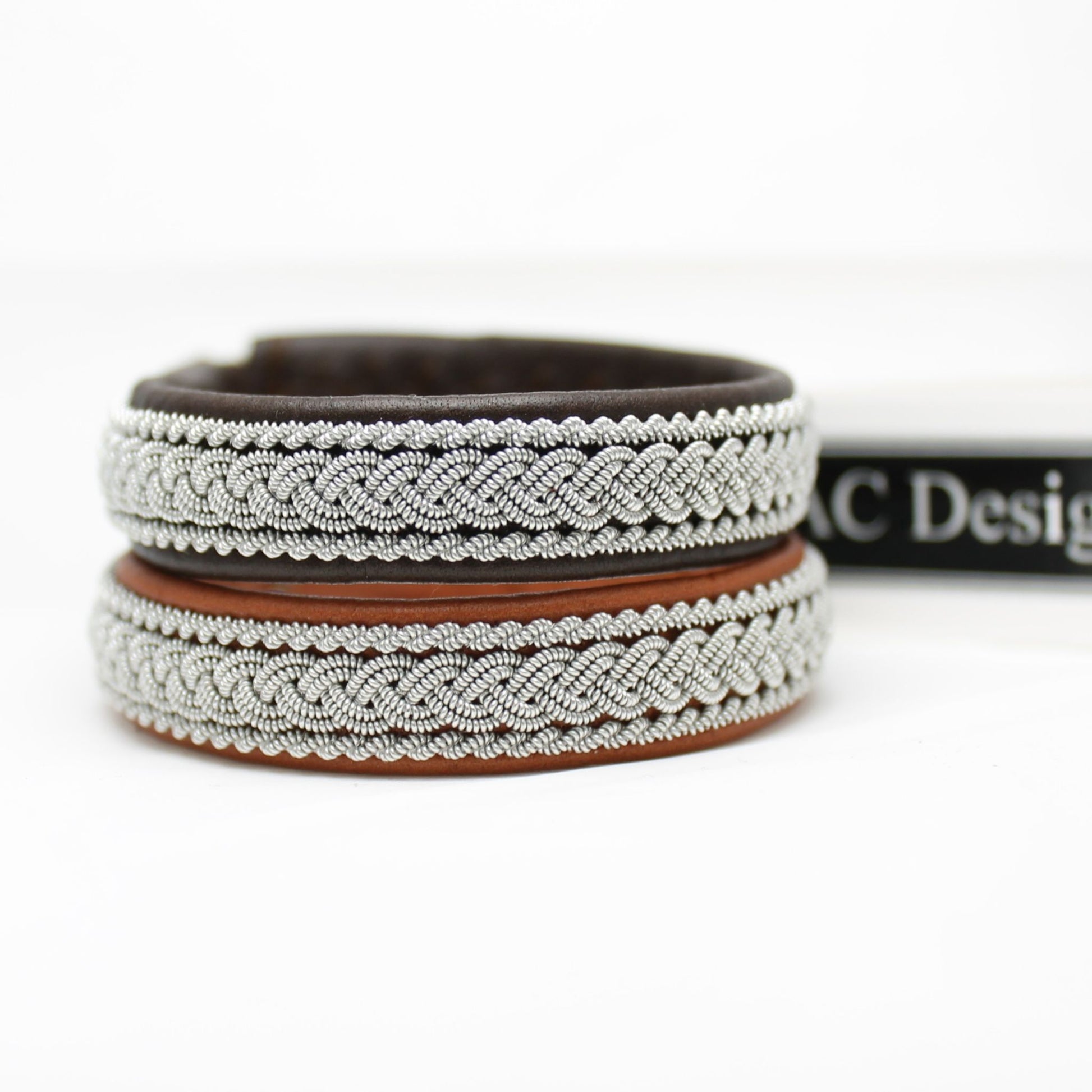Two Sami bracelets in genuine leather