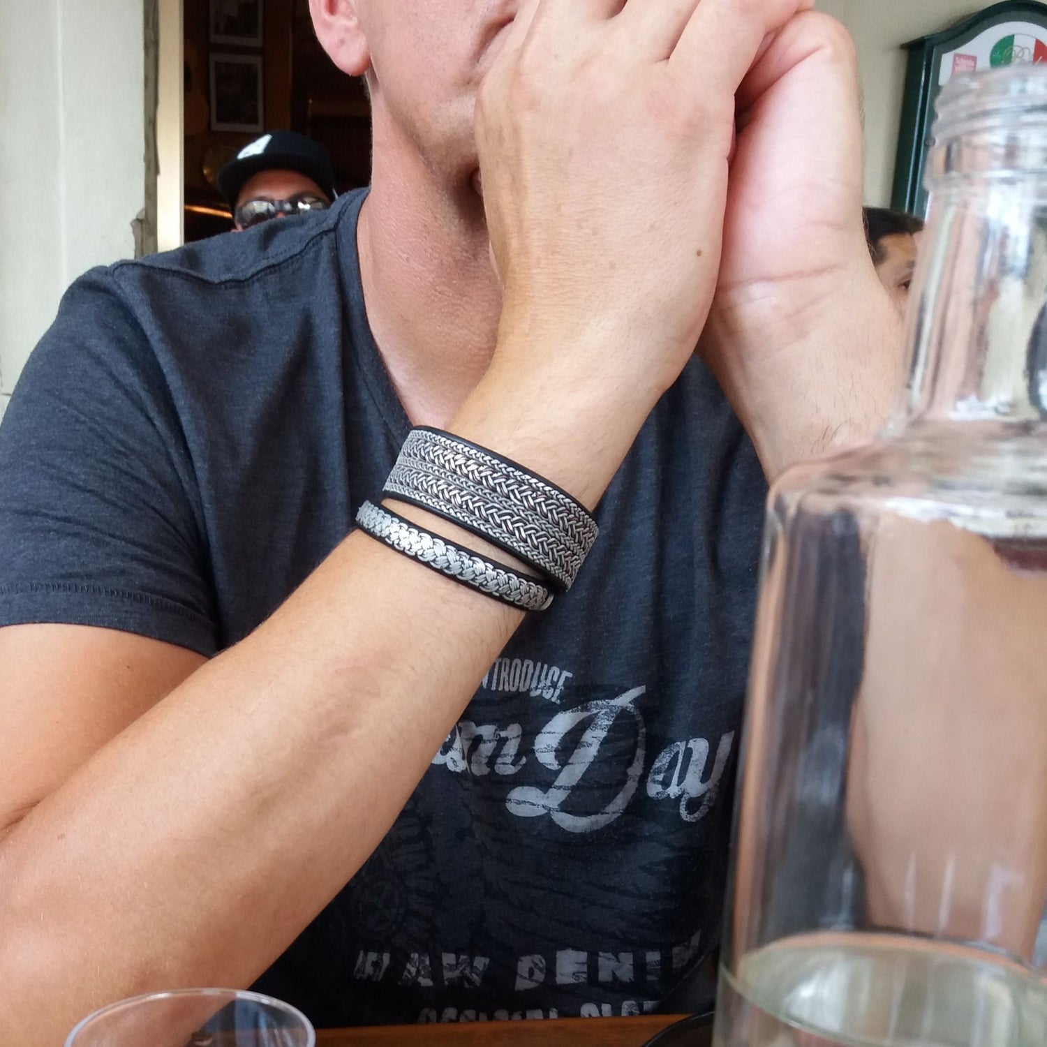 Sami bracelets on a mans wrist