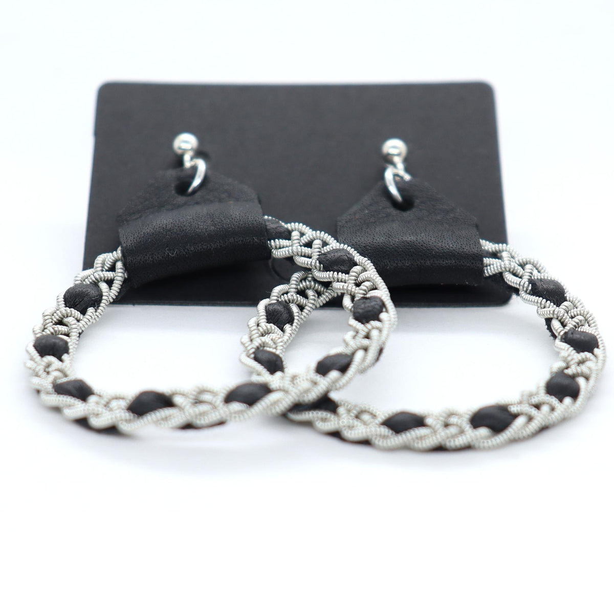Sami earrings in Black reindeer leather