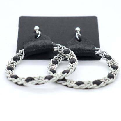 Sami earrings in Black reindeer leather