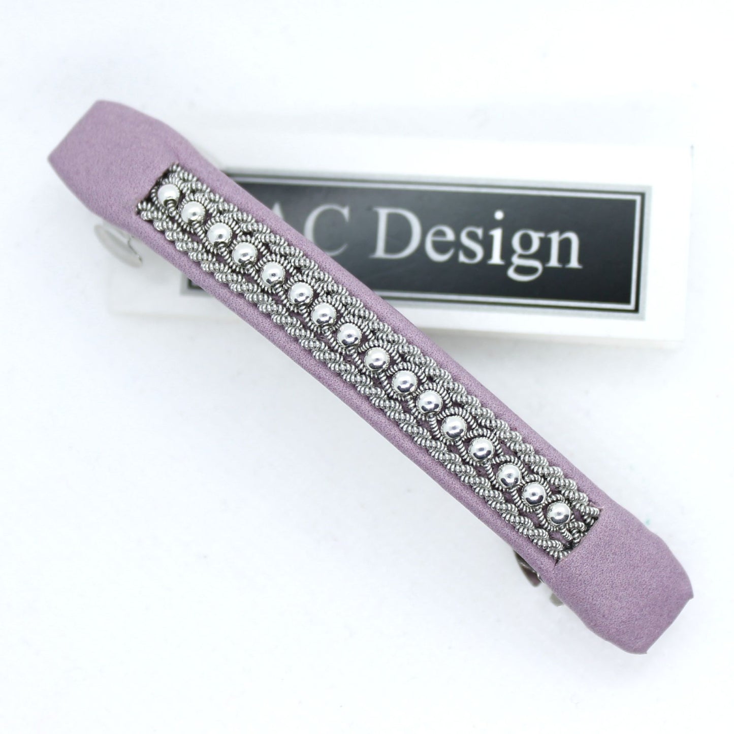 Decorative Sami hair barrette with a handcrafted pewter braids and sterling silver beads