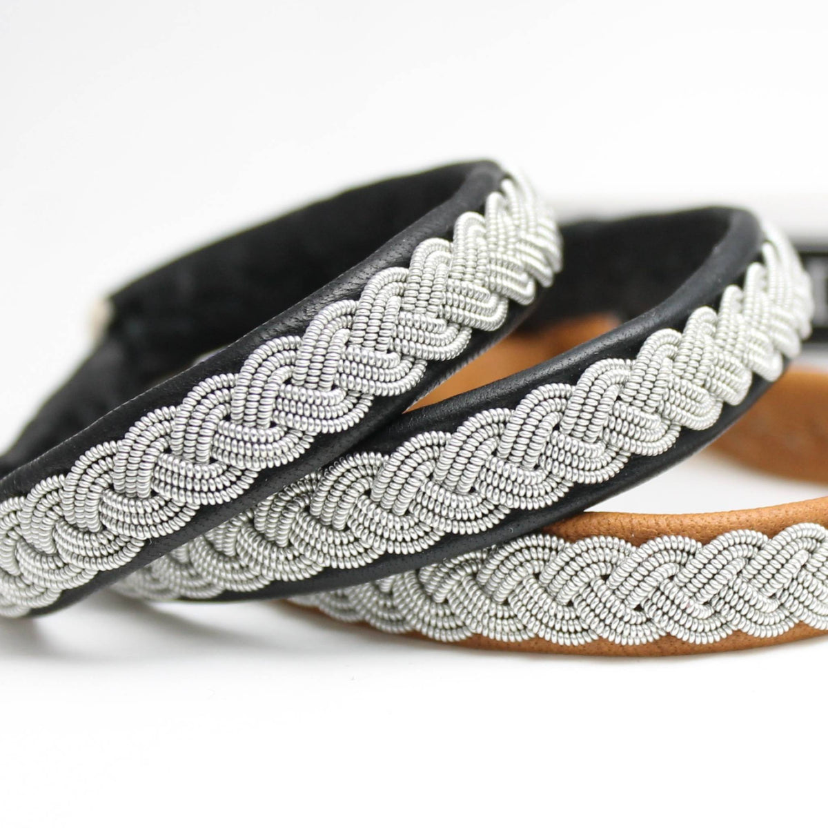Swedish Sami bracelets in reindeer leather