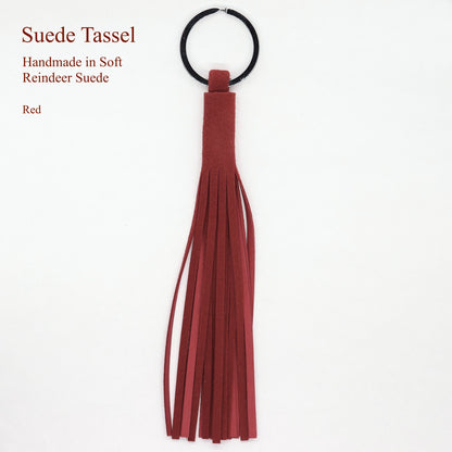 Handcrafted tassel in soft red reindeer suede