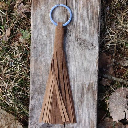 Handcrafted bag charm tassel in soft reindeer suede