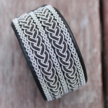 wide leather bracelet in sami design