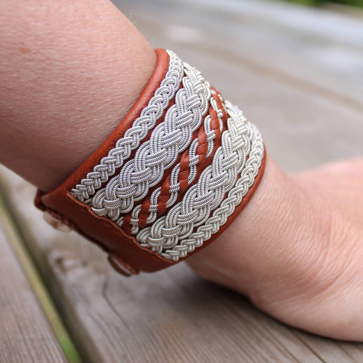 Wide Sami bracelet worn on wrist